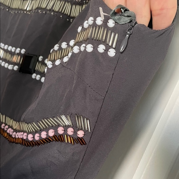 Black Label Charcoal Dress with Beaded Accents Size Large NWOT - Picture 4 of 5